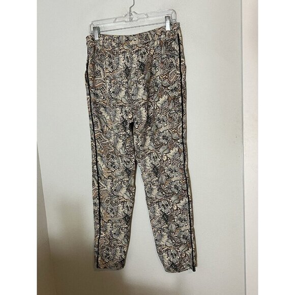 Zara High Waist Floral Casual Trousers With Velvet Stripe Size Small - Picture 6 of 13